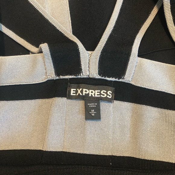 Express Bandage Sundress Black Gray Wide Strap Fitted Sexy - Picture 10 of 10